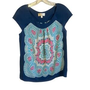 Anthropologie Moulinette Souers Silk Boho Cap Sleeve Blouse Size XS